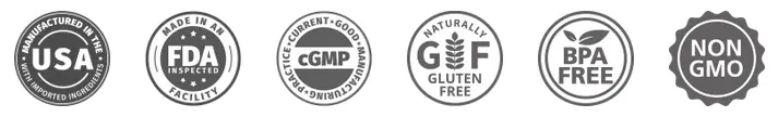 VisiFlora quality certifications: USA manufactured, FDA inspected facility, cGMP practice, gluten free, BPA free, non-GMO